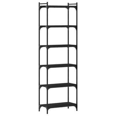 vidaXL Black 6-Tier Industrial-Style Bookcase - Made of Engineered Wood and Metal Frame - 23.6x11.8x74 inches