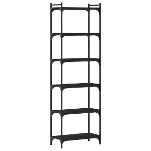 vidaXL Black 6-Tier Industrial-Style Bookcase - Made of Engineered Wood and Metal Frame - 23.6x11.8x74 inches - 1 of 4