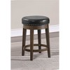 Poundex, 24" Round Swivel Counter Stool in Black Faux Leather (Set of 2) - 2 of 4