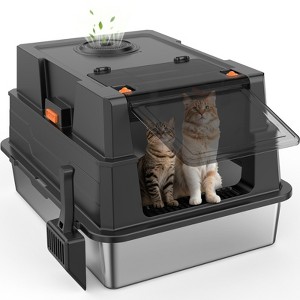 Self-Cleaning Ease Litter Box with Odor Control - Jumbo 28-Inch Covered Box, Flip-Top Lid, Low Entry for Seniors & High Walls to Reduce Scatter - 1 of 4
