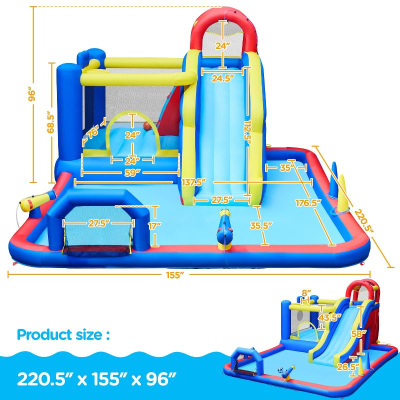 Yaheetech 10-in-1 Inflatable Bounce House Water Slide, Blue, 3 of 8