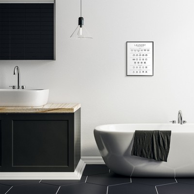 Laundry Symbols Black and White Canvas Print with Ebony Frame