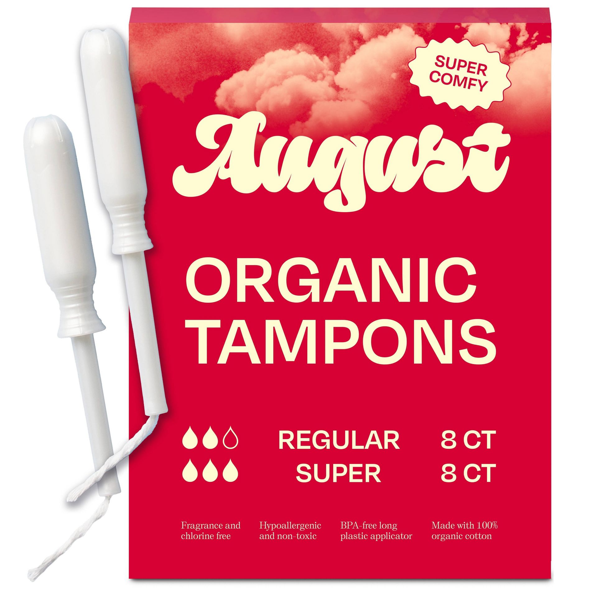 Its August Organic Regular and Super Tampons - 16pk