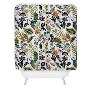Wild Colorful Jungle Shower Curtain - Deny Designs: Floral Polyester Fabric, Machine Washable, Ring Top - 1 of 2