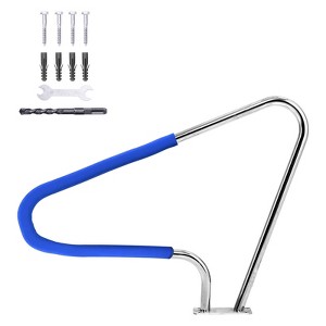 Pool Handrail,304 Stainless Steel Swimming Pool Stair Rail with Non Slip Grip Cover,Quick Mount Base M8&Drill Bit Self Tapping Screws for Pools - 1 of 4