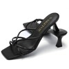 Kitten Heels for Women Square toe Flipflop heels 2 Inch Sandals for Beach Summer Black/Nude - 3 of 4