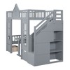 NicBex Twin over Twin Bunk Bed with Changeable Table Pine Bed Frame with Drawers, Shelves, Storage Stairs and Guardrail, No Box Spring Required - 4 of 4