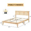 Bed Frame with Natural Rattan Headboard, Platform Bed Frame with LED Lights and Rattan Headboard, Wooden Support Legs, No Box Spring Needed - 2 of 4