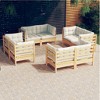 vidaXL Garden Lounge Set Cream Solid Pinewood, Fabric (100% Polyester) - 2 of 4