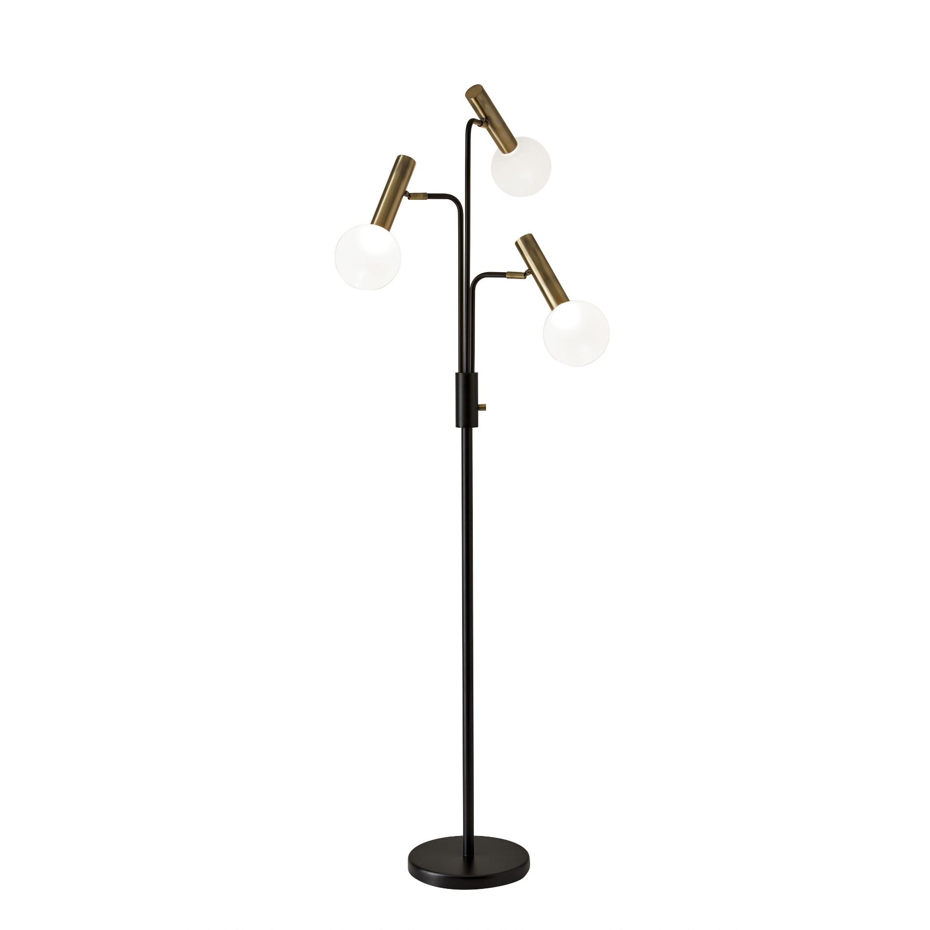 HomeRoots 70" Black And Bronze Three Light LED Tree Floor Lamp With White