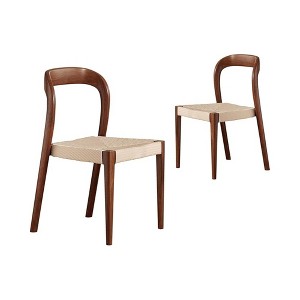 INFURNIC Accent Chairs, Comfortable Woven Seat with Sturdy Legs, Modern Accent Chairs for Kitchen and Dining Room, Brown, 17.53"*18.51"*29.92" - 1 of 4
