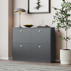 RISOKEYS Shoe Cabinet with 4 Flip Drawers – Adjustable Shelves for Hallway & Living Room, Freestanding Shoe Rack for Families & Small Spaces - 1 of 4