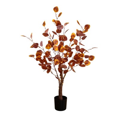 Nearly Natural 3-ft Pre-Lit Autumn Eucalyptus Artificial Fall Tree with 80 Warm White LED Lights