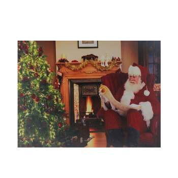 Northlight Fiber Optic and LED Lighted "Santa Checks His List" Christmas Canvas Wall Art 12" x 15.75"