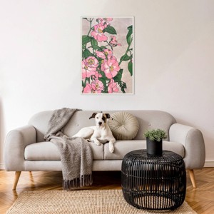 Amanti Art 23"x33" Pink Vine Flowers by Incado Framed Canvas Wall Art Print - 1 of 4