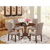 HomeStock 5-Piece Round Mahogany Finish Solid Wood Top Dining Table with 4-Parson Chair - 2 of 4