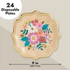 Blue Panda BLUE PANDA 24 Pack Vintage Floral Paper Plates with Scalloped Edges, 9 Inches, For Mexican Fiestas, Parties, Spring Tea - 4 of 4
