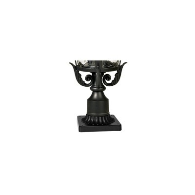 Casa Marseille Textured Black Outdoor Post Light with Clear Hammered Glass