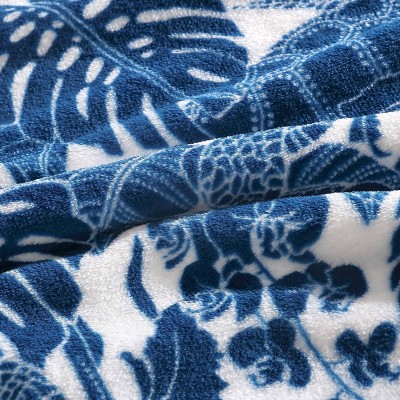 Turtle Bay Blue Ultra Soft Plush Reversible Throw Blanket 50" x 70"