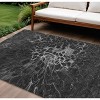 Charcoal Gray And Silver Abstract Washable Indoor Outdoor Area Rug - 2 of 4