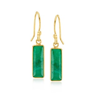 Ross-Simons 5.50 ct. t.w. Emerald Drop Earrings in 18kt Gold Over Sterling - 1 of 3
