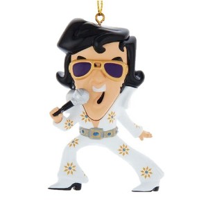 Kurt Adler Plastic Ornament for Christmas Tree, Cartoon Elvis Presley in White Jumpsuit - 1 of 1