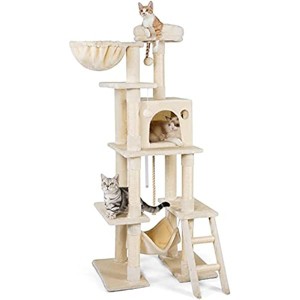 rabbitgoo Cat  & Scratching Posts for Kittens, Tall Cat Climbing Stand with Plush Perch & Toys for Play Rest, Creamy Beige - 1 of 1