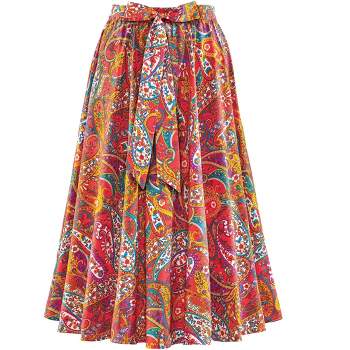 Collections Etc Tie Waist Paisley Print Full Length Skirt
