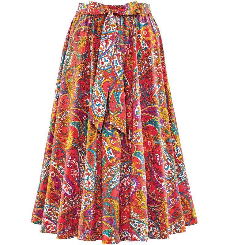 Collections Etc Tie Waist Paisley Print Full Length Skirt, 1 of 5