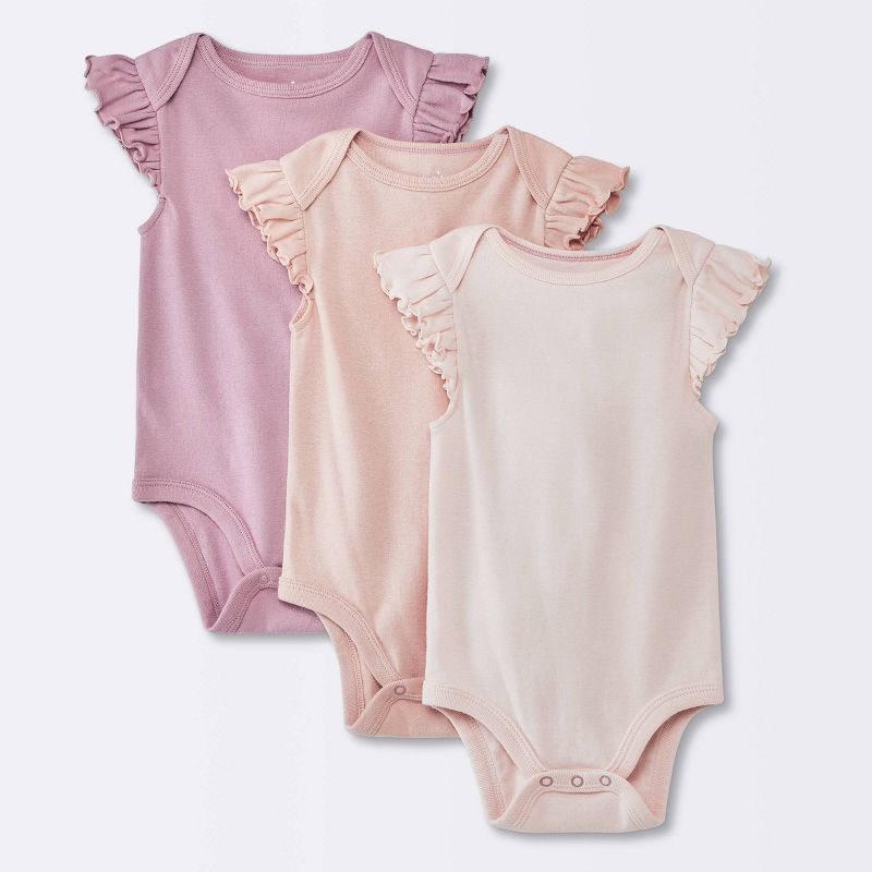 Baby Girls' 3pk Sleeveless Cotton Bodysuit - Cloud Island™ Pink, 1 of 6