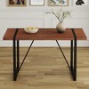 TiramisuBest retro rectangular dining table with a specially textured top and black metal legs,Contemporary Minimalist Textured Tabletop - 3 of 4