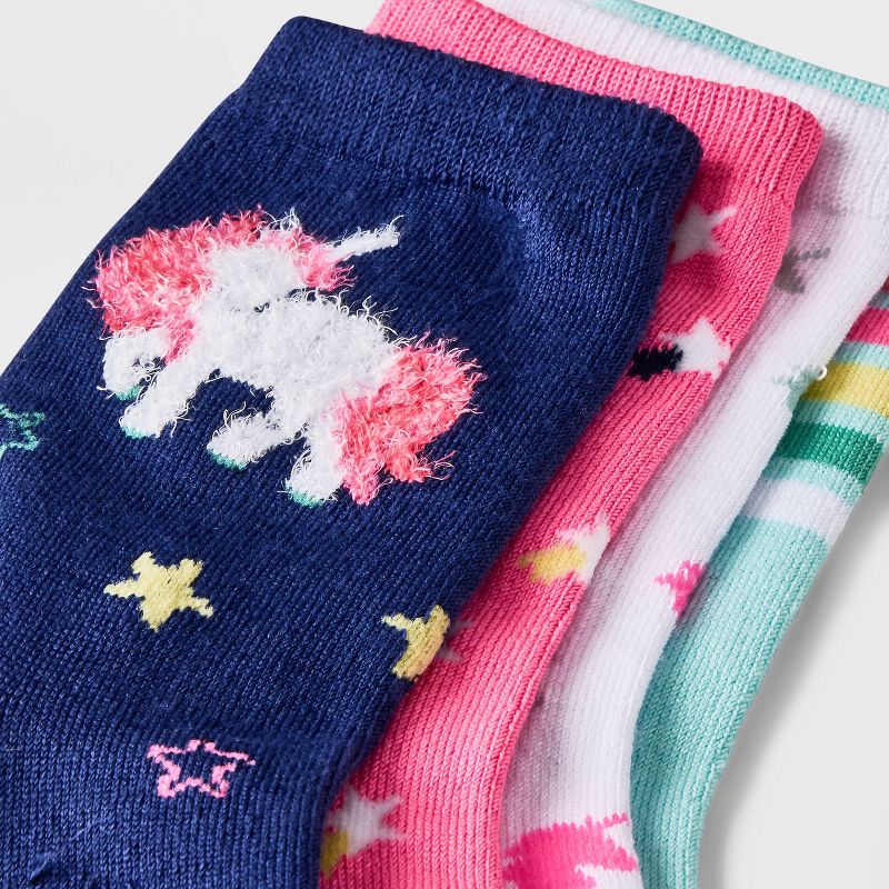 Girls' 4pk Super Soft Unicorn Crew Socks - Cat & Jack™, 4 of 5