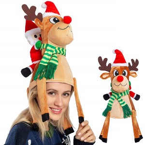 Joyfy Christmas Hat Cute and Festive Santa Riding a Reindeer Christmas Hat Christmas Party Gifts - 1 of 4