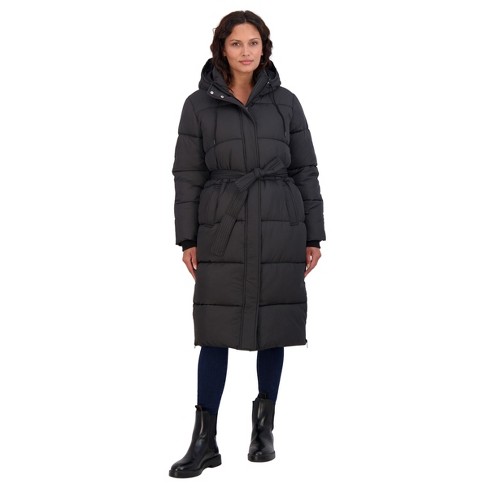 Sebby Collection Women's Puffer Jacket Reversible to Cozy Faux Fur with  Hood Camo Black X-Large