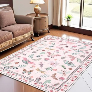 Washable Rugs Non Slip Modern Floral Area Rug for Living Room & Bedroom - 1 of 4