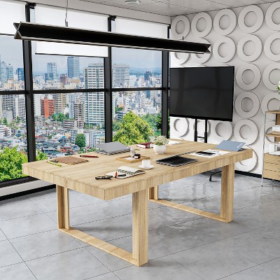 FUFU&GAGA Yellow Log Color Modern Desk For Conference Room Table Computer Desk
