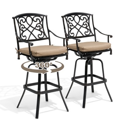Pellebant Outdoor Patio Bar Height Swivel Bar Stool with Sunbrella Cushion