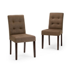 Jefferson Dining Chair Set of 2 Brown Linen Look Fabric - Wyndenhall