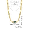 Clotth Cuban Chain Necklace with Genuine Gold Plating and Retro Green Diamond for Women - European and American Style,17.72+1.97inch - 3 of 4