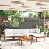 vidaXL 6-Piece Outdoor Lounge Set with Cream Cushions, Acacia Wood Patio Furniture Set, Including Sofas, Table and Footrest - 2 of 4