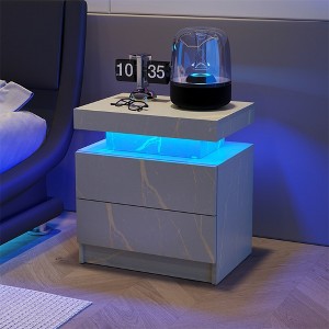 Nightstand With 2 Drawers, Bedside Tables With Adjustable LED Lights, Small Night Stands, Modern Side Table For Living Room Bedroom, Easy Assembly - 1 of 4