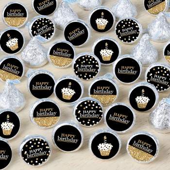 Big Dot of Happiness Adult Happy Birthday - Gold - Birthday Party Small Round Candy Stickers - Party Favor Labels - 324 Count