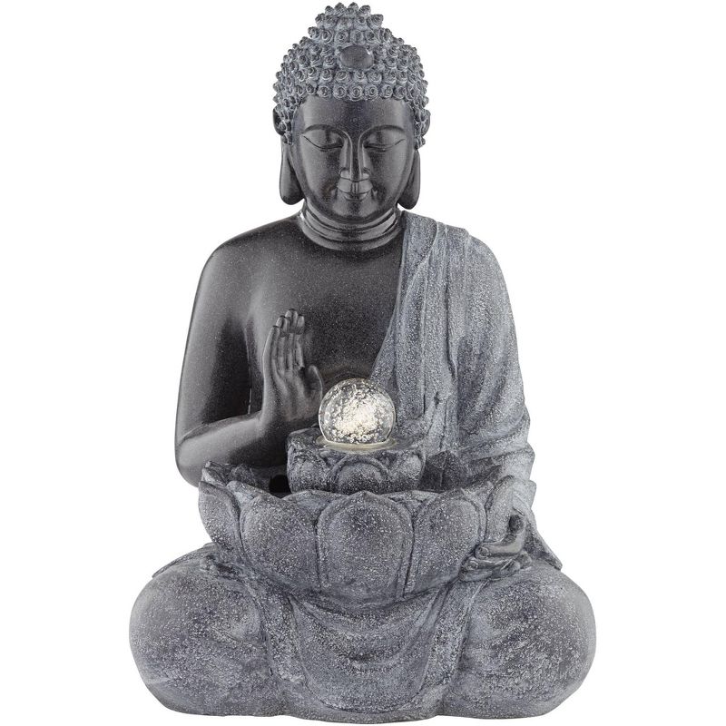 John Timberland Sitting Buddha Zen Outdoor Water Fountain with LED Light 28" for Yard Garden Patio Deck Porch House Exterior Balcony Meditation, 1 of 12