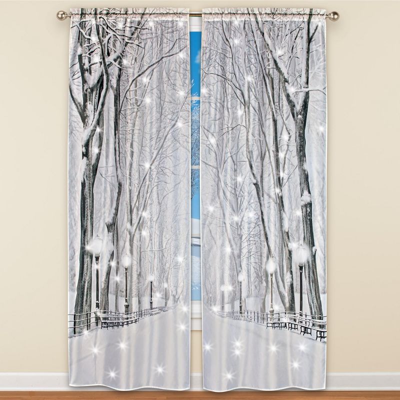 Collections Etc LED Lighted Winter Trees Scene Drapes 36" WIDE, 2 of 3