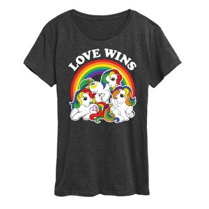 Women's My Little Pony Love Wins Short Sleeve Graphic T-Shirt - Heather Charcoal - 4X - 1 of 4