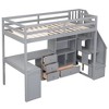 NicBex Twin Size Bunk Bed with "L" Shape Desk Loft Bed Bed Frame with Storage Racks, 3 Drawers, Stairs, Guardrails, No Box Spring Required - image 3 of 4