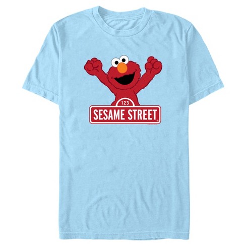 Men's Sesame Street Elmo Red Logo Sign T-shirt - Light Blue - 3x Large ...