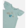 Deux par Deux Girl Organic Cotton Romper with Frills Light Blue - 3 of 3