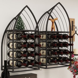 Gulches Boat Shaped Wine Rack Set,2 Sizes Metal Storage for Wines Spirits,Black Iron,Space Saving, Easy Assembly,Nautical Decor - 1 of 4