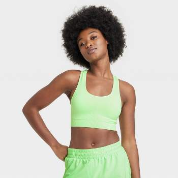 Women's Seamless Medium Support High-Neck Longline Sports Bra - All In  Motion™ Green XL